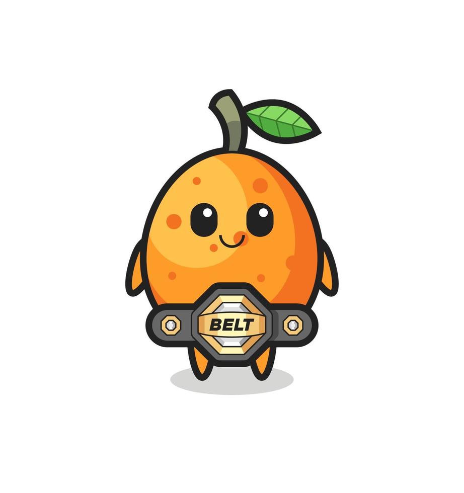 the MMA fighter kumquat mascot with a belt vector