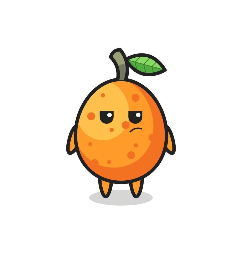 cute kumquat character with suspicious expression vector