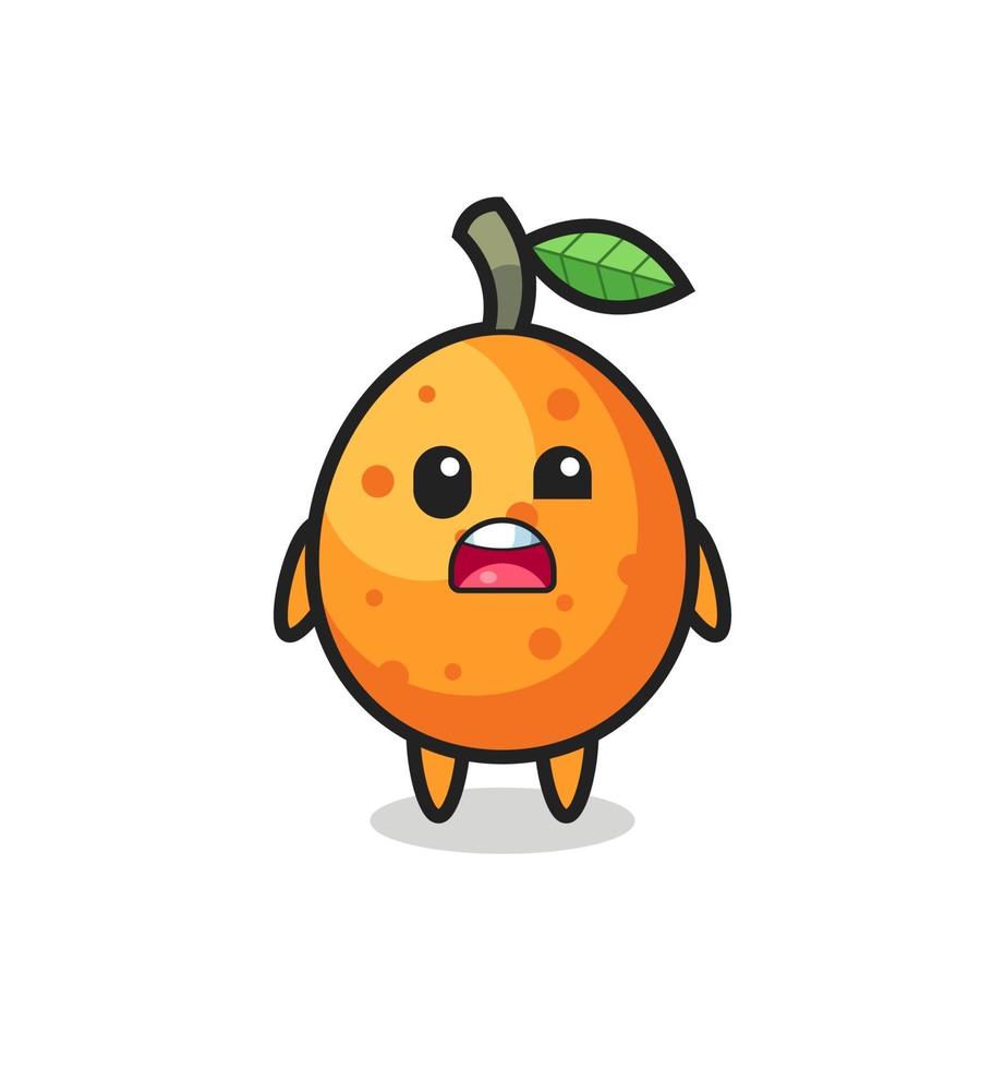 the shocked face of the cute kumquat mascot vector