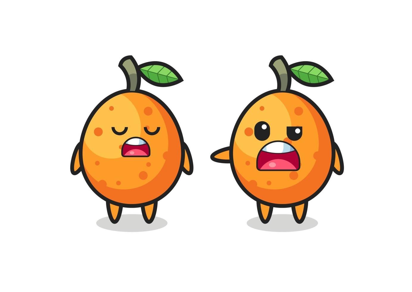 illustration of the argue between two cute kumquat characters vector