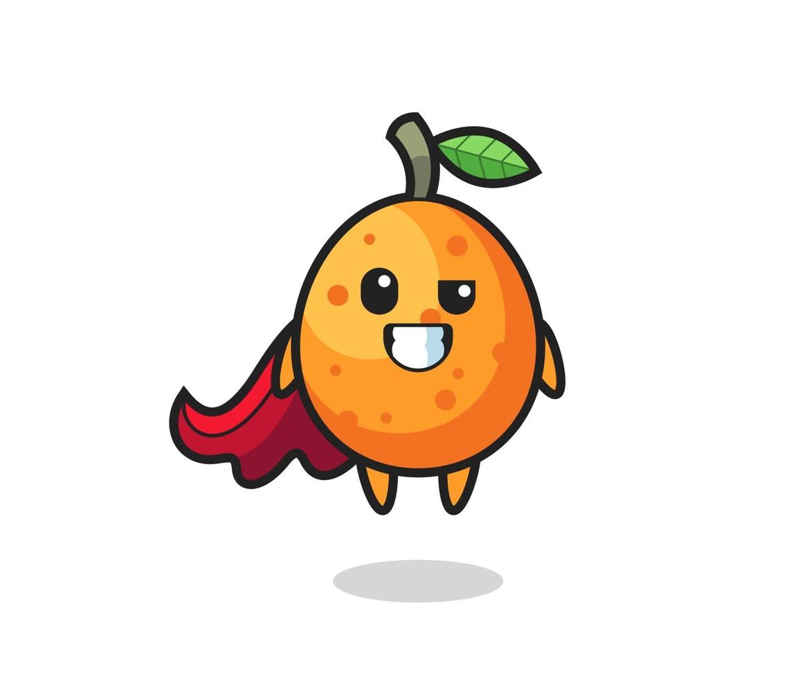 the cute kumquat character as a flying superhero vector