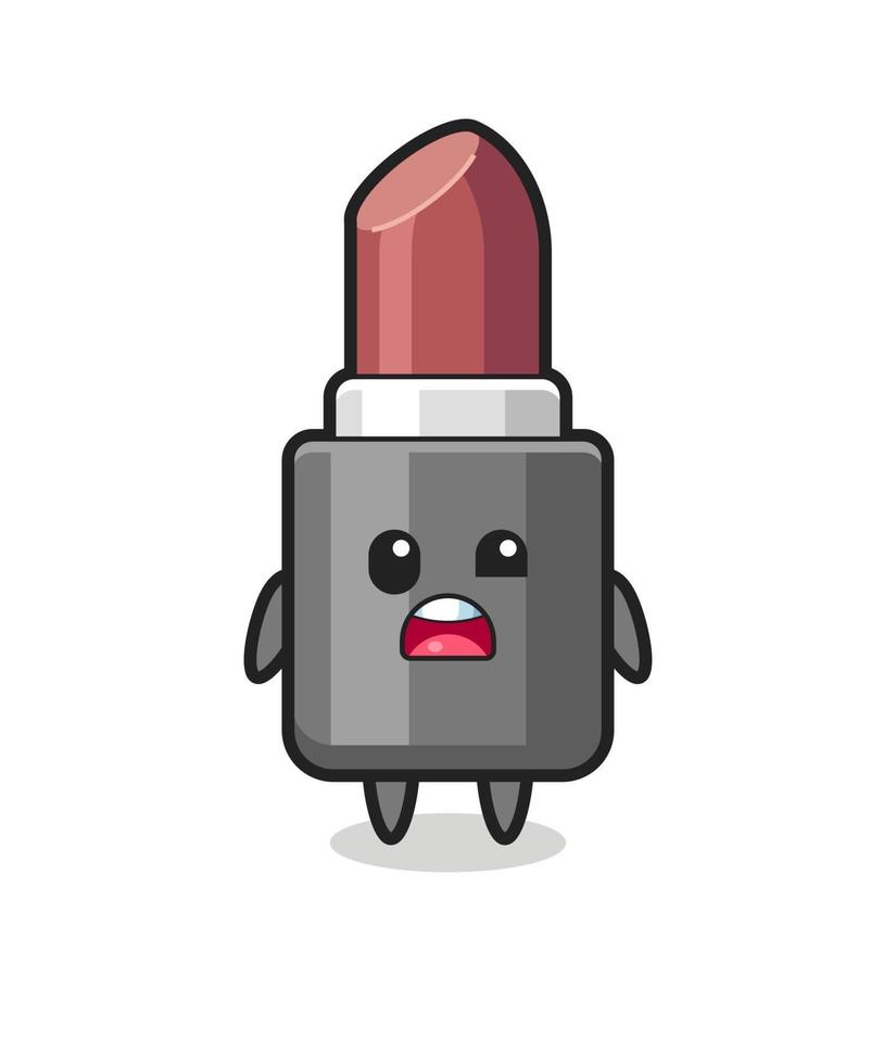 the shocked face of the cute lipstick mascot vector