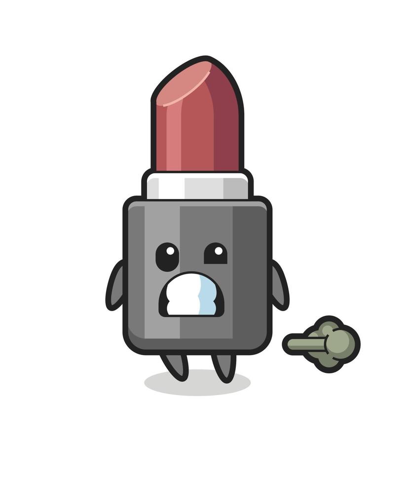 the illustration of the lipstick cartoon doing fart vector