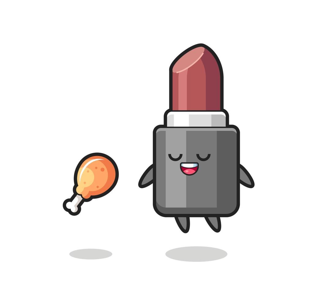 cute lipstick floating and tempted because of fried chicken vector