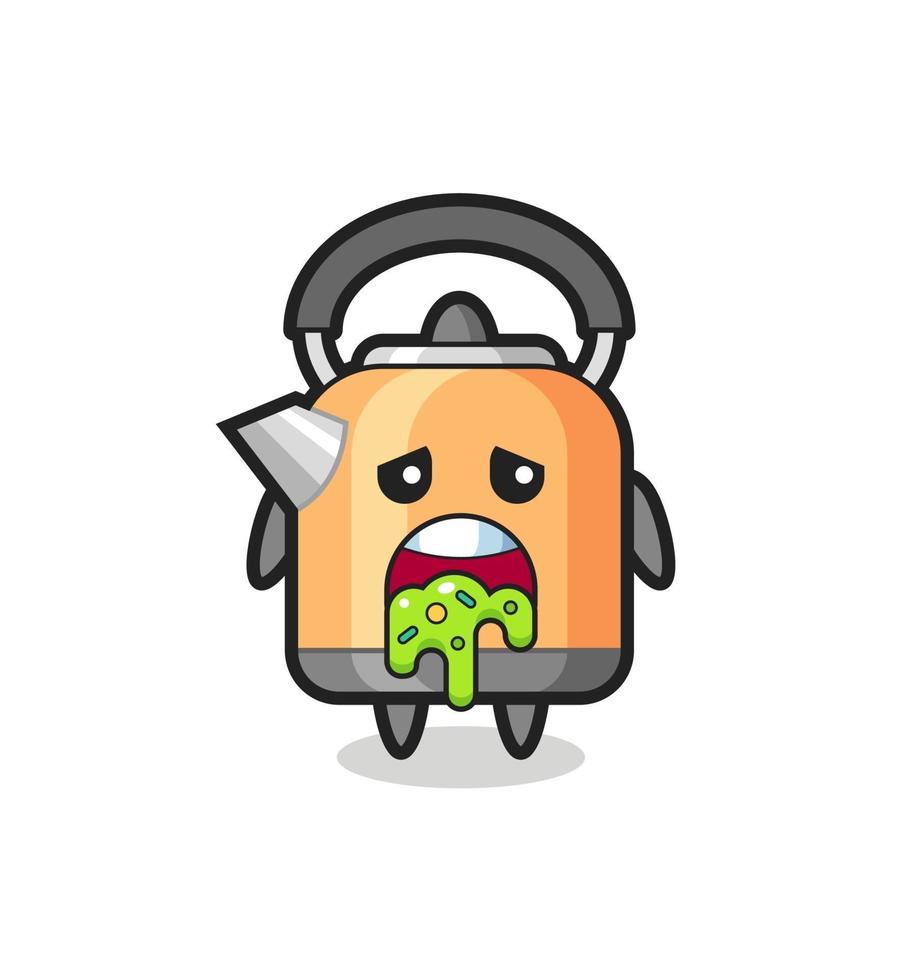 the cute kettle character with puke vector