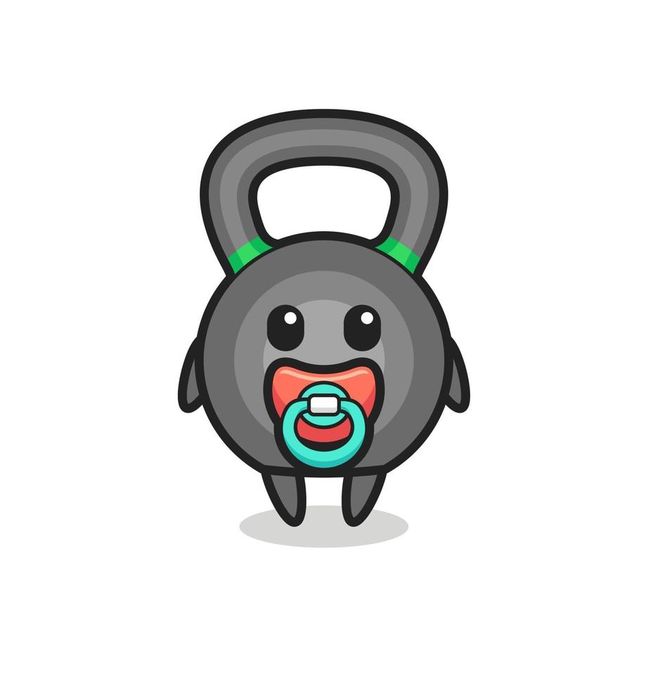 baby kettleball cartoon character with pacifier vector