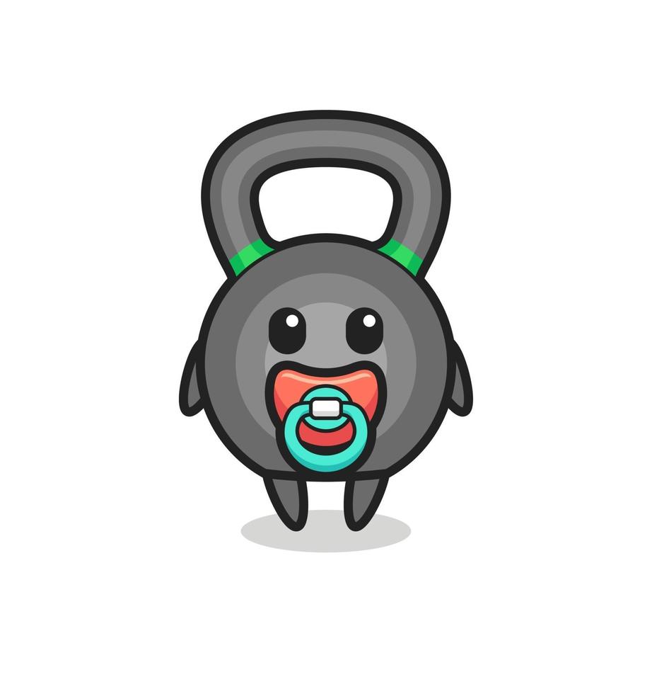 baby kettleball cartoon character with pacifier vector