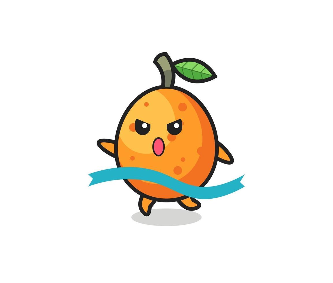 cute kumquat illustration is reaching the finish vector