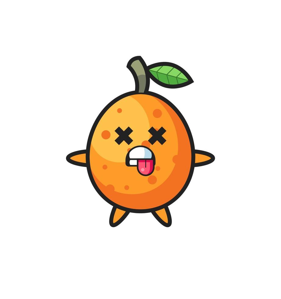 character of the cute kumquat with dead pose vector