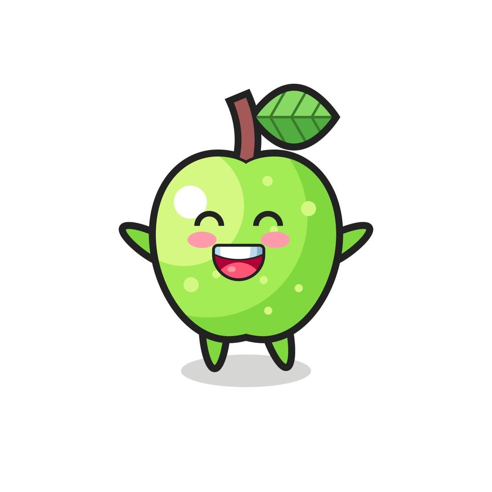 happy baby green apple cartoon character vector