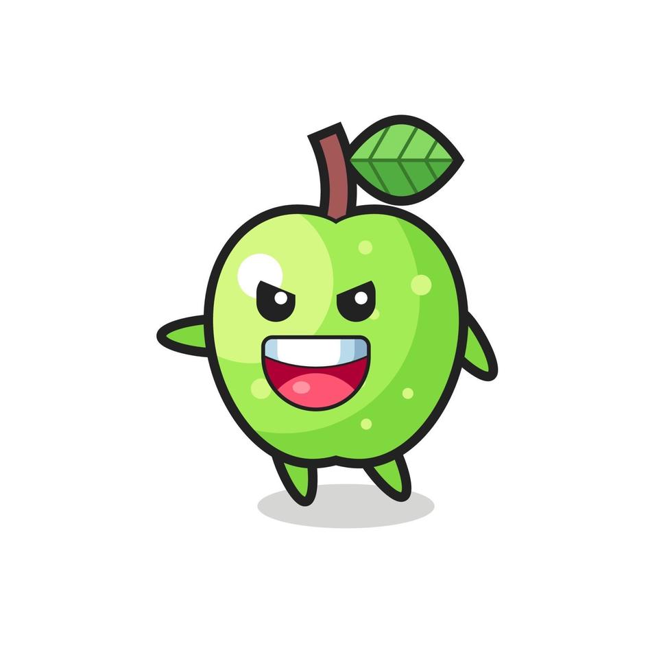 green apple cartoon with very excited pose vector