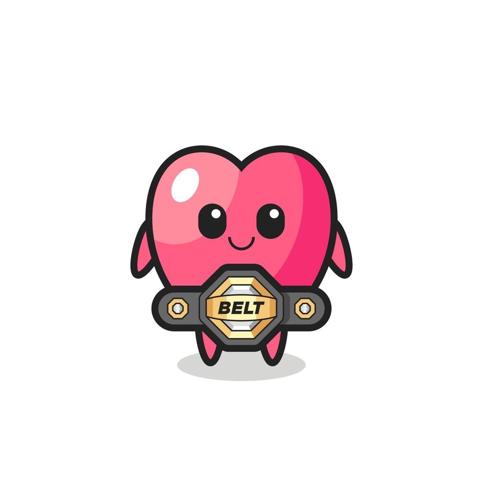 the MMA fighter heart symbol mascot with a belt vector