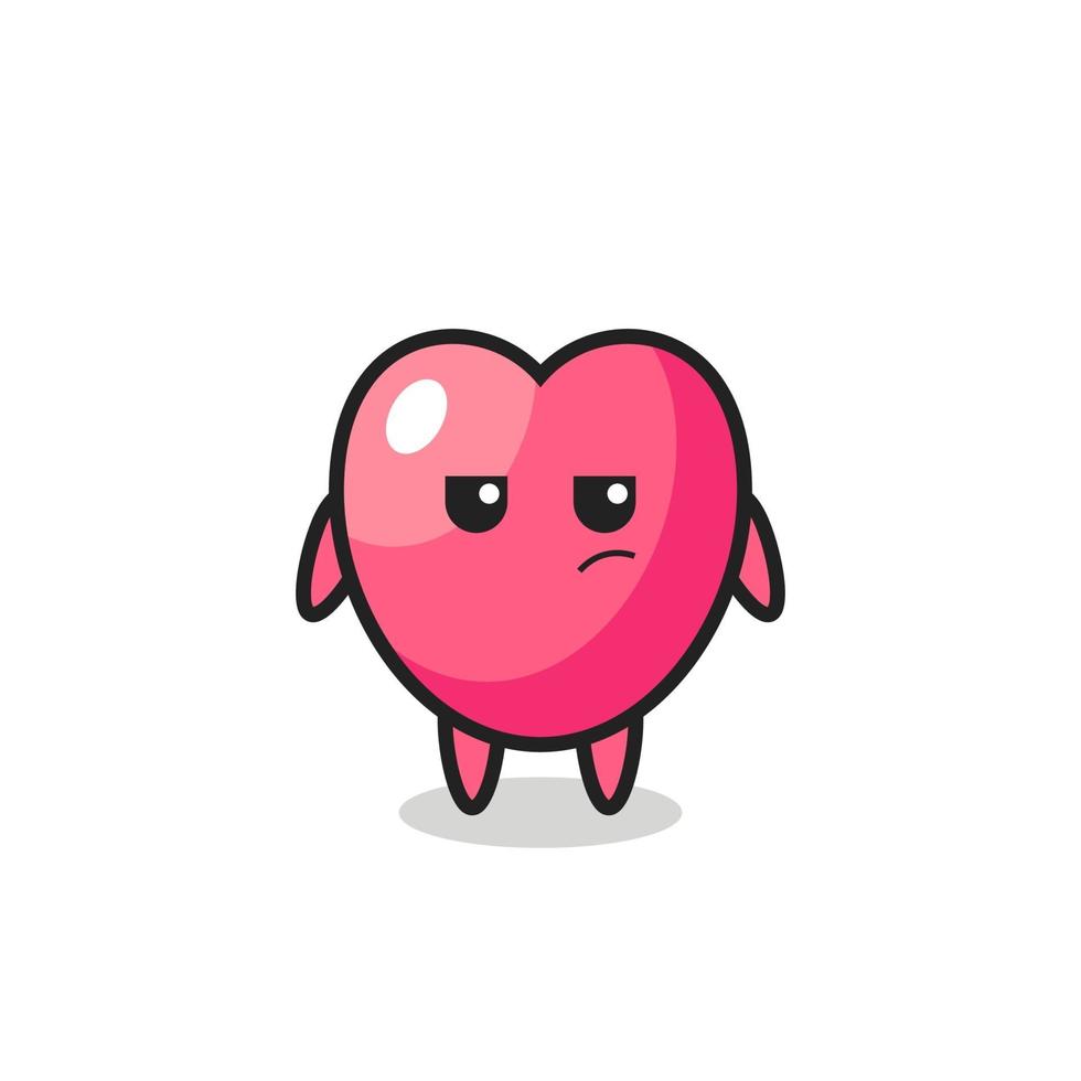 cute heart symbol character with suspicious expression vector