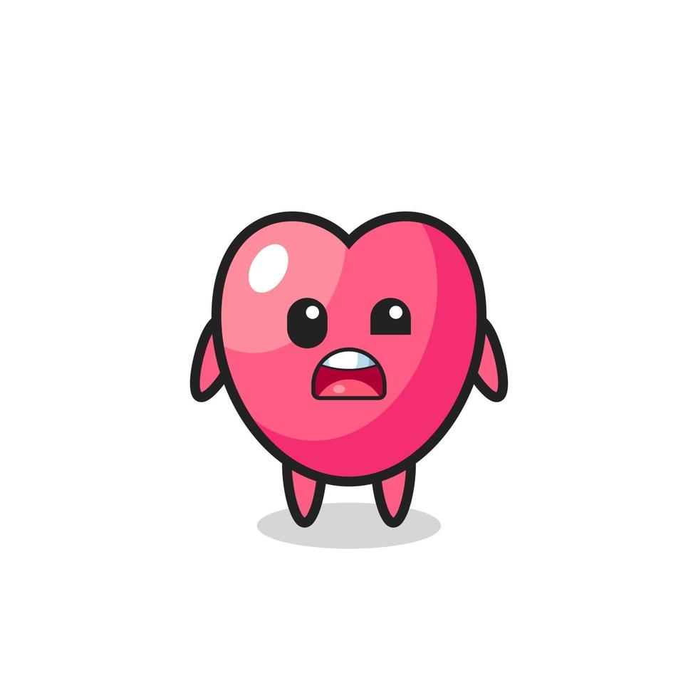 the shocked face of the cute heart symbol mascot vector