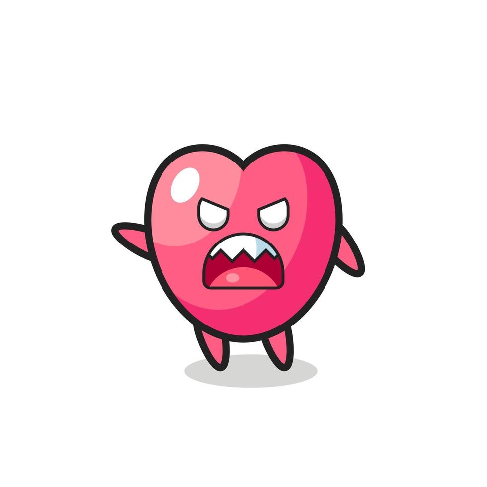 cute heart symbol cartoon in a very angry pose vector