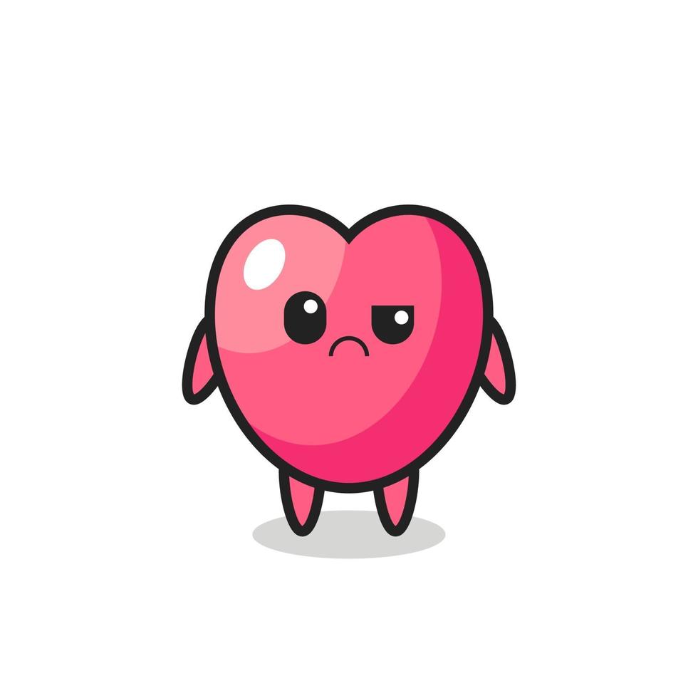 the mascot of the heart symbol with sceptical face vector