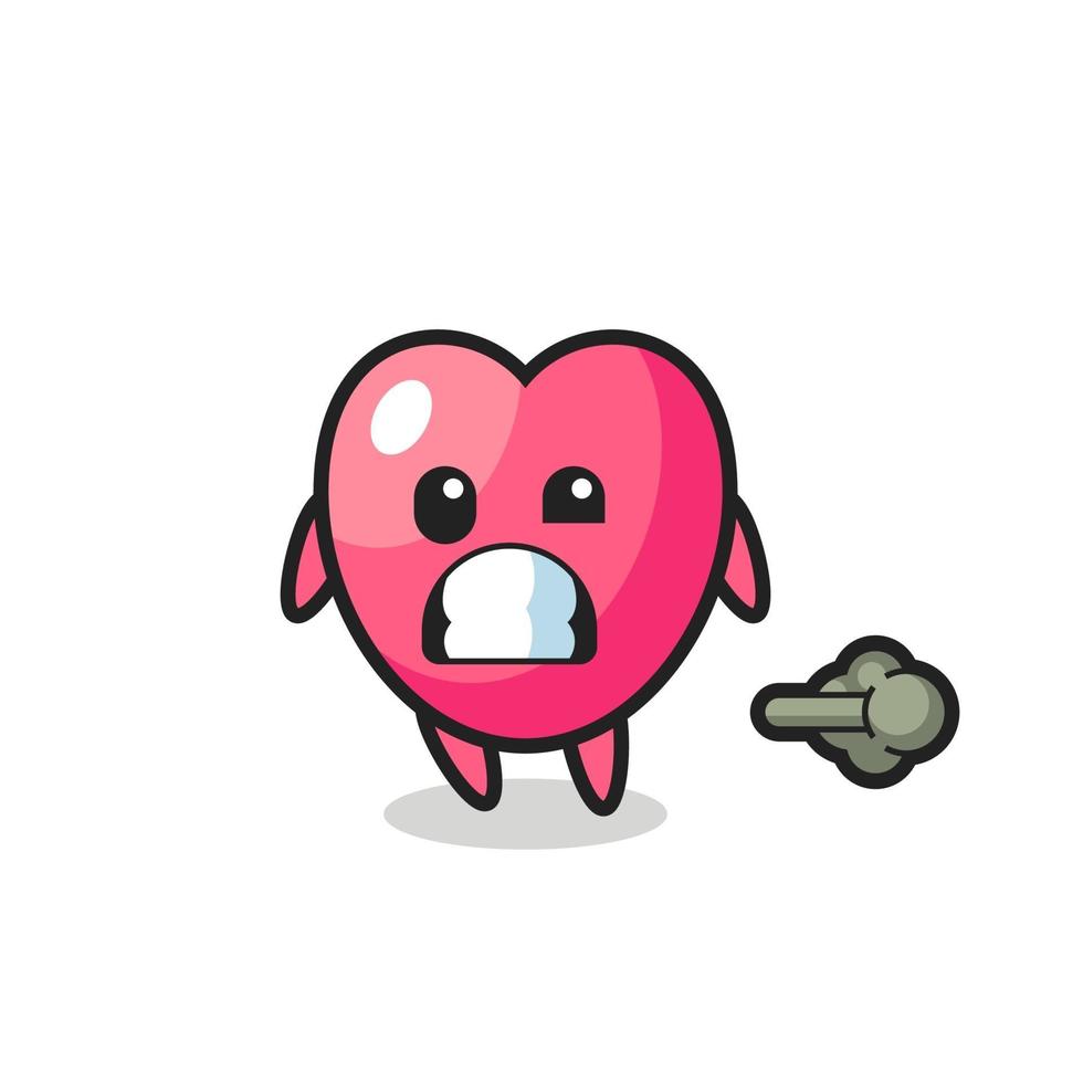 the illustration of the heart symbol cartoon doing fart vector