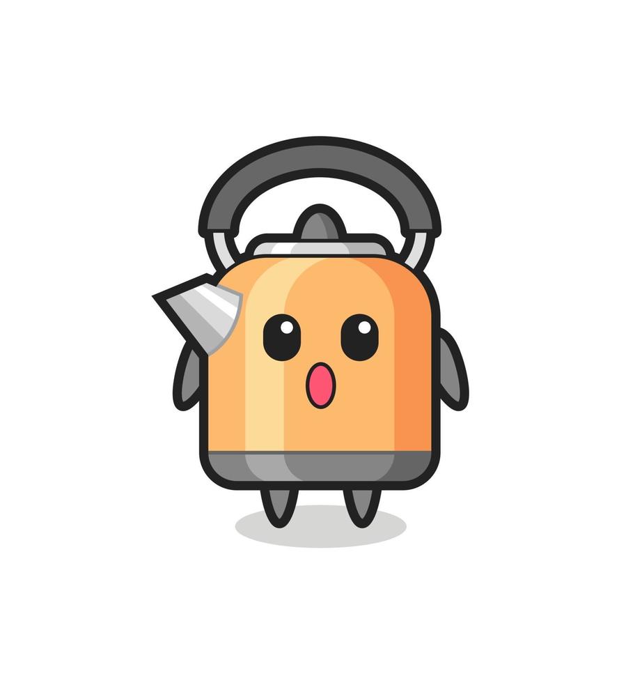 the amazed expression of the kettle cartoon vector