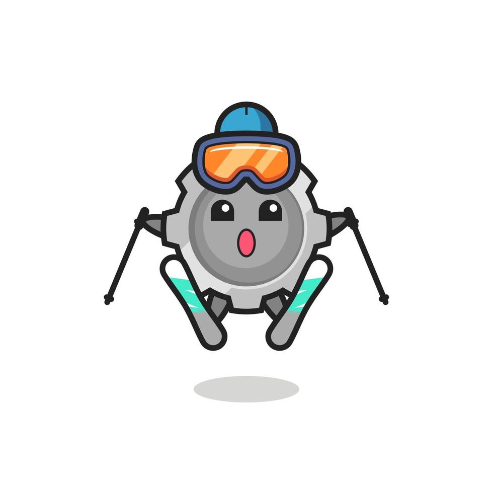 gear mascot character as a ski player vector