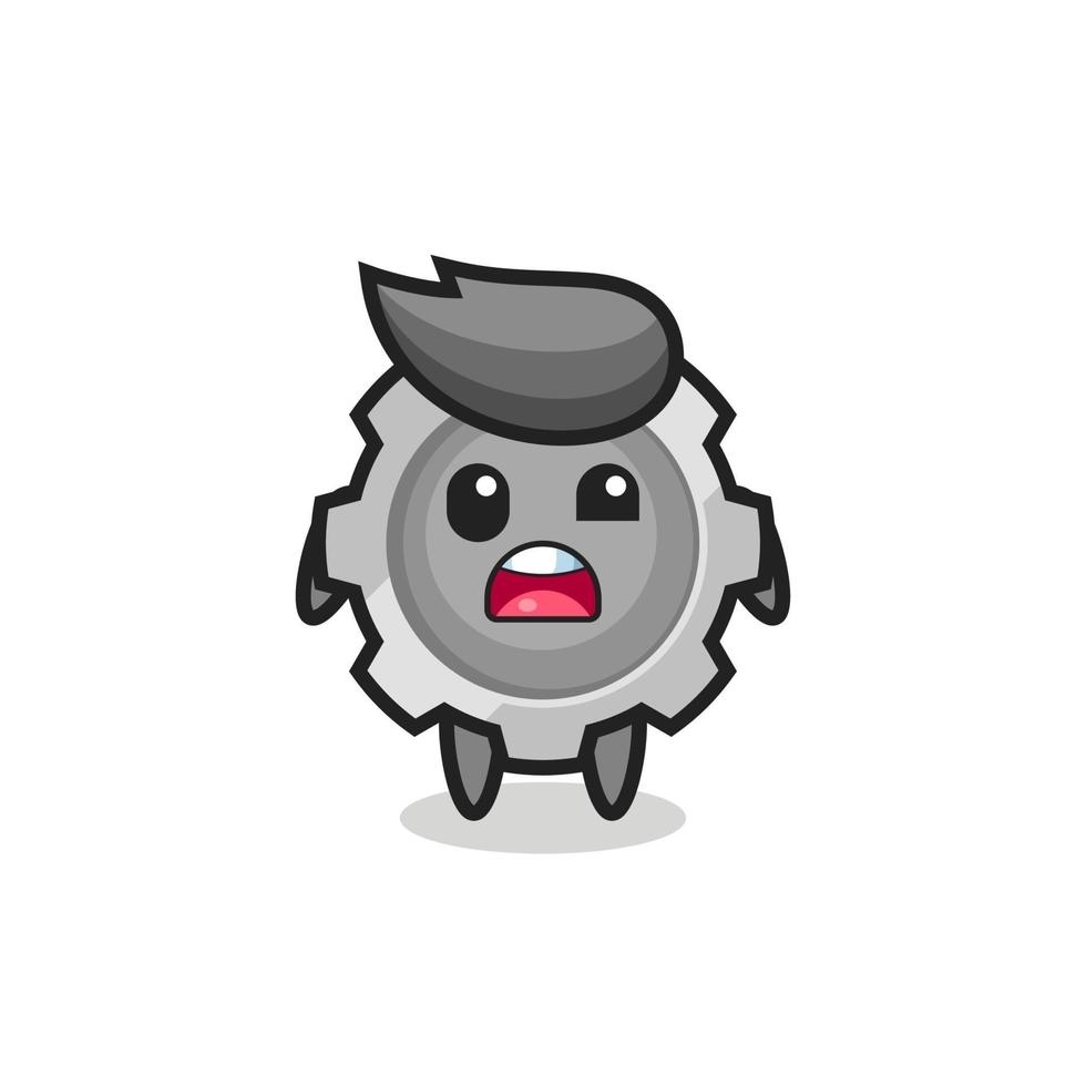 the shocked face of the cute gear mascot vector