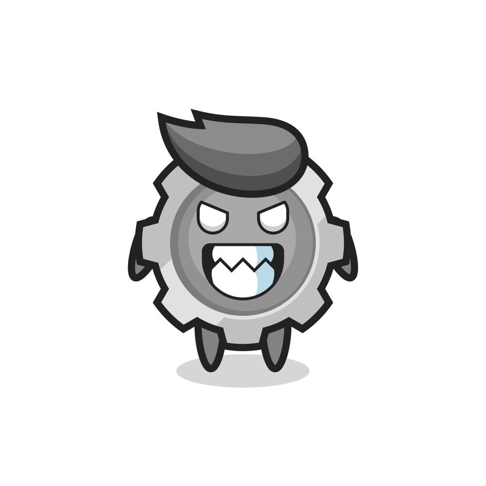 evil expression of the gear cute mascot character vector