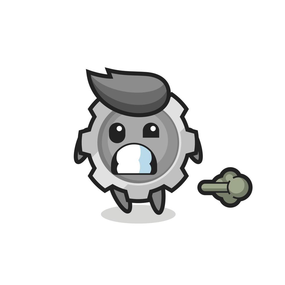 the illustration of the gear cartoon doing fart vector