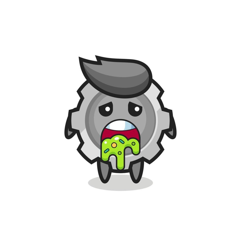 the cute gear character with puke vector
