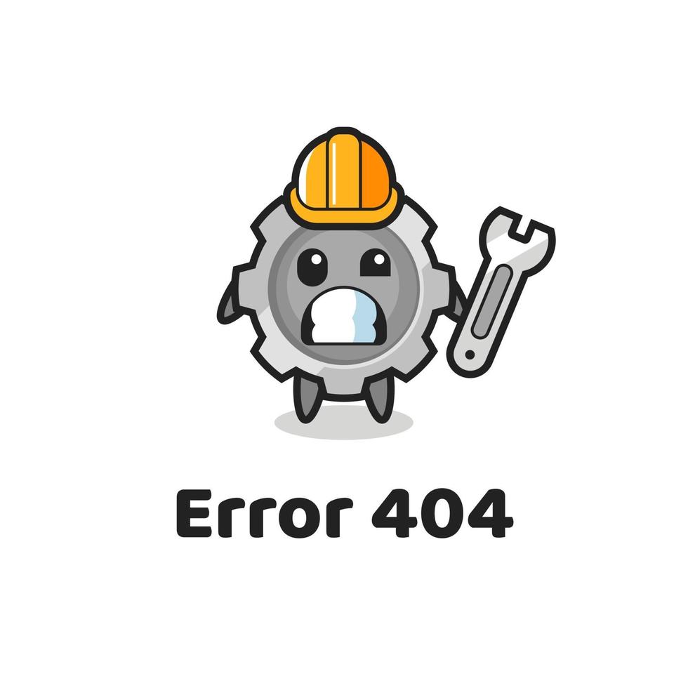 error 404 con la linda mascota del engranaje vector