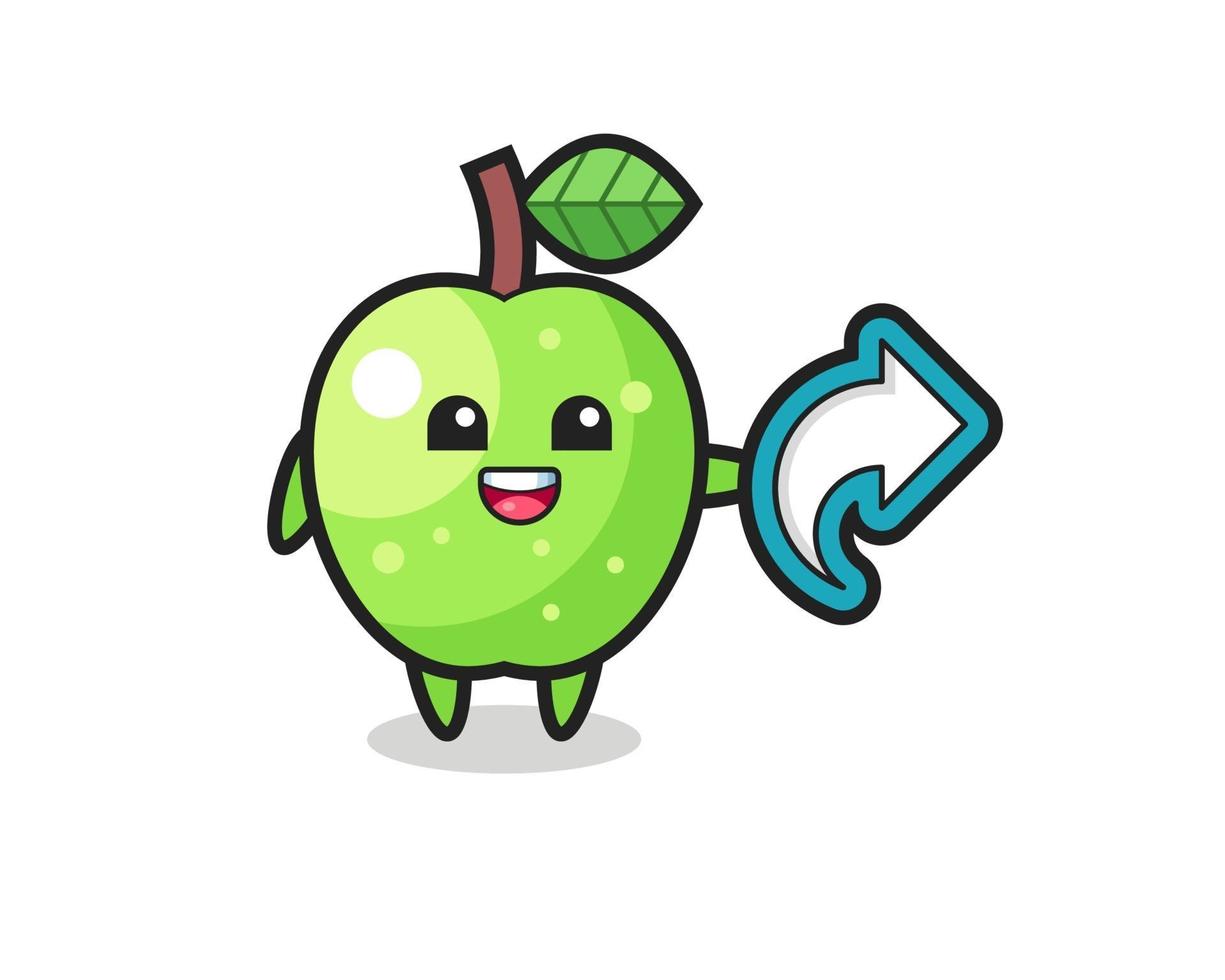 cute green apple hold social media share symbol vector