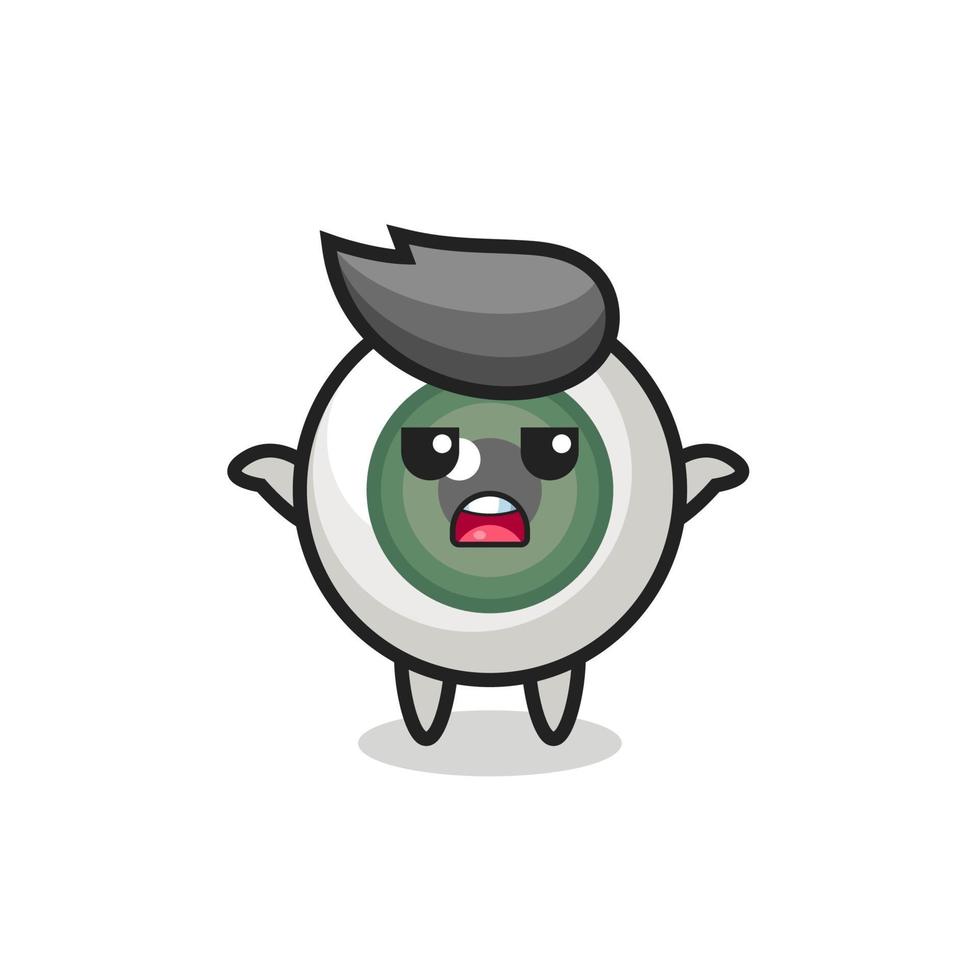 eyeball mascot character saying I do not know vector