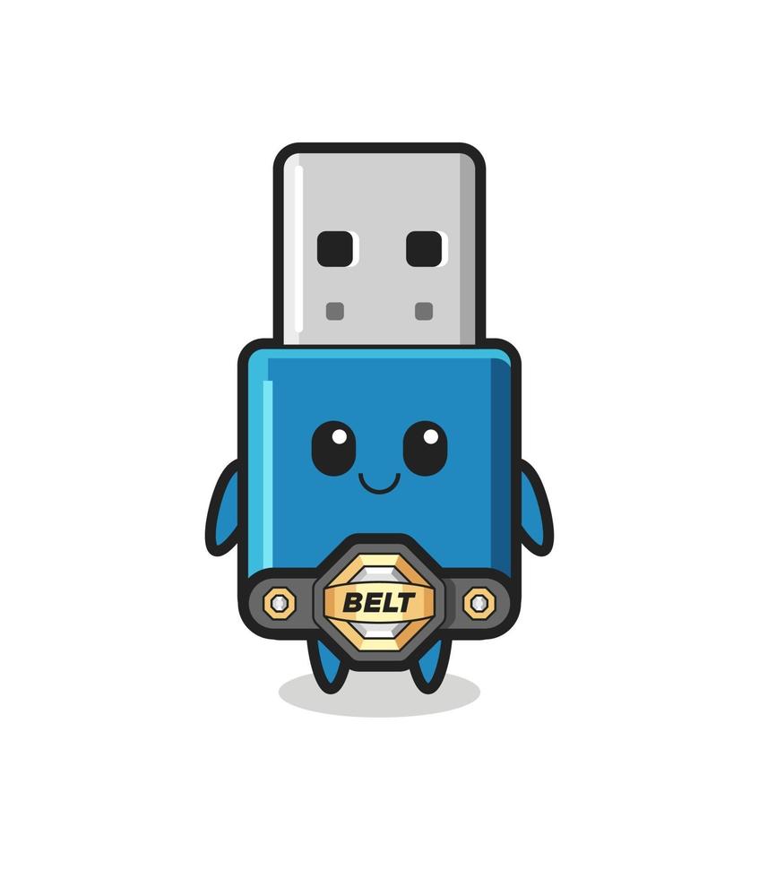 the MMA fighter flash drive usb mascot with a belt vector