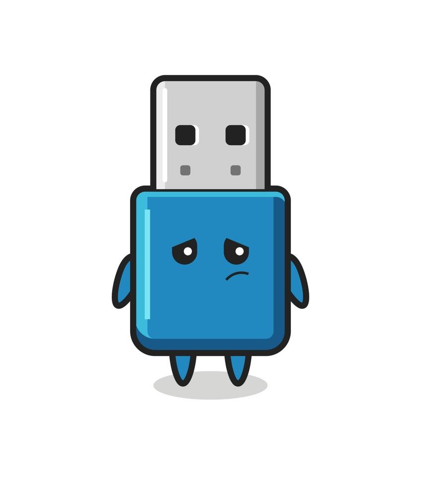 the lazy gesture of flash drive usb cartoon character vector