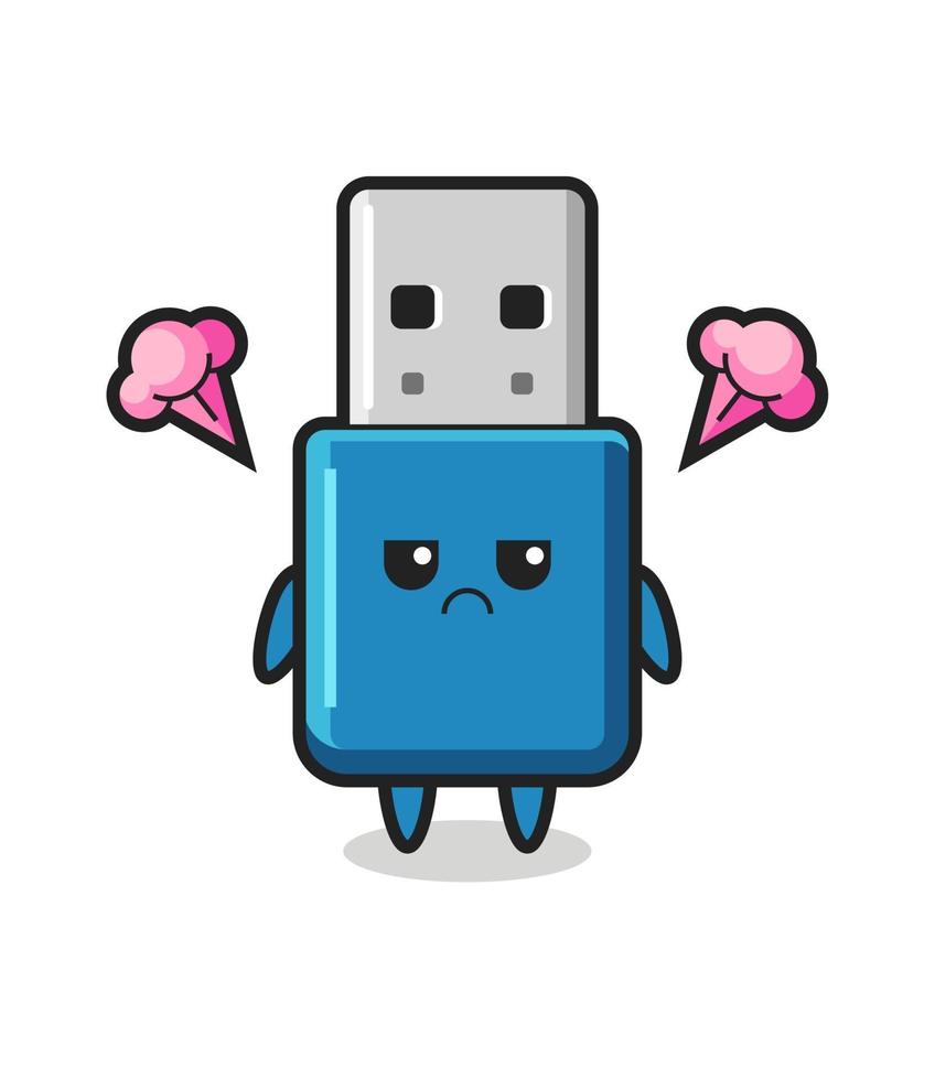 annoyed expression of the cute flash drive usb cartoon character vector