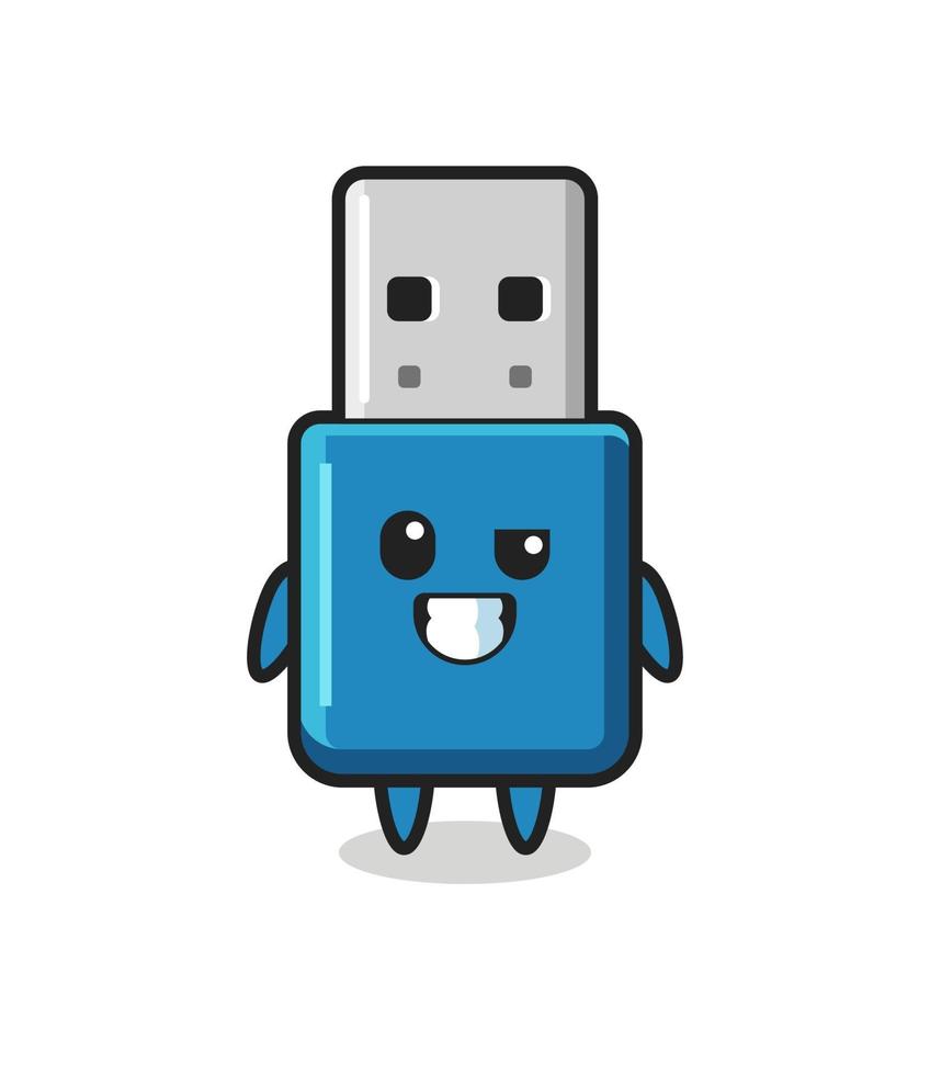 linda mascota usb de unidad flash con una cara optimista vector