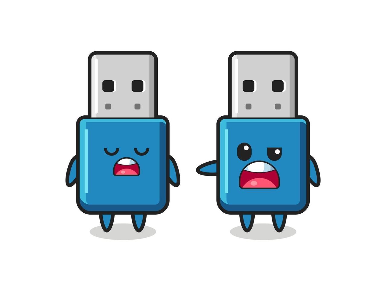 illustration of the argue between two cute flash drive usb characters vector