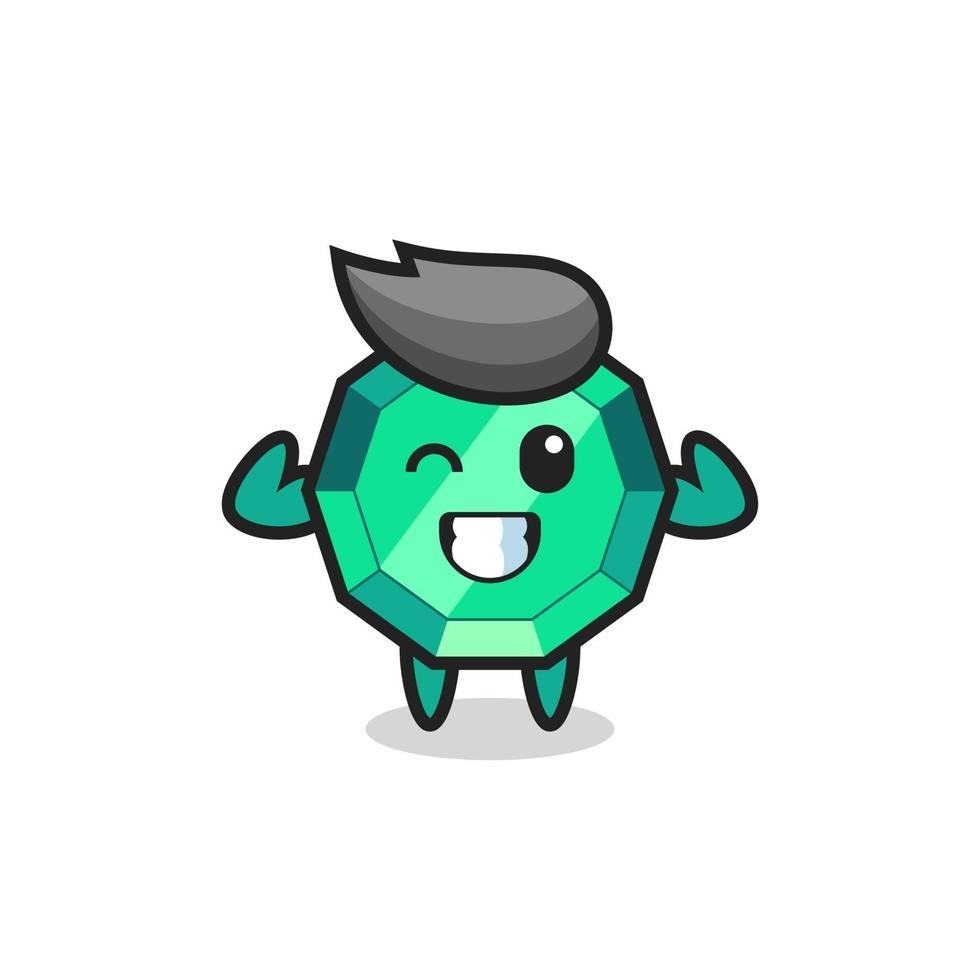 the muscular emerald gemstone character is posing showing his muscles vector
