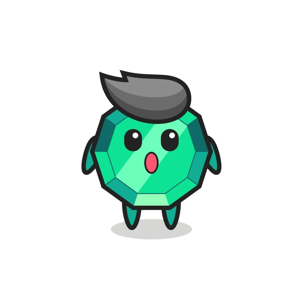 the amazed expression of the emerald gemstone cartoon vector
