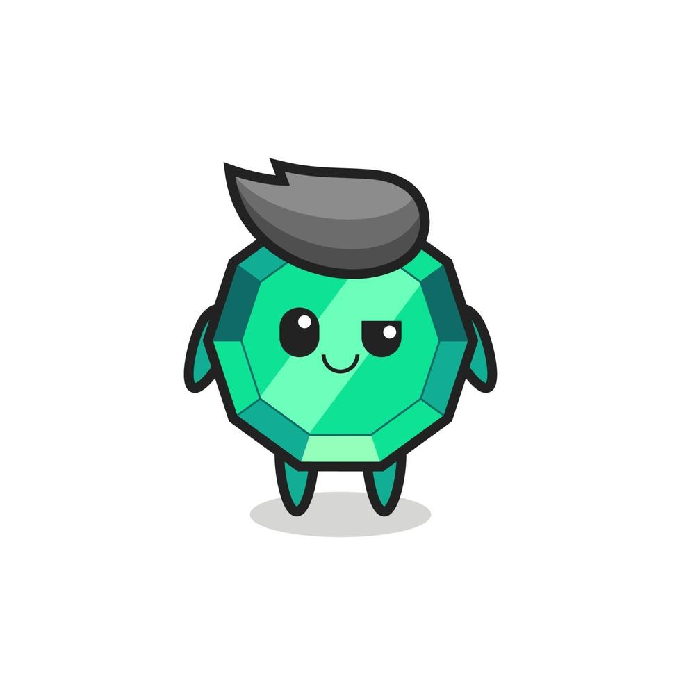 emerald gemstone cartoon with an arrogant expression vector