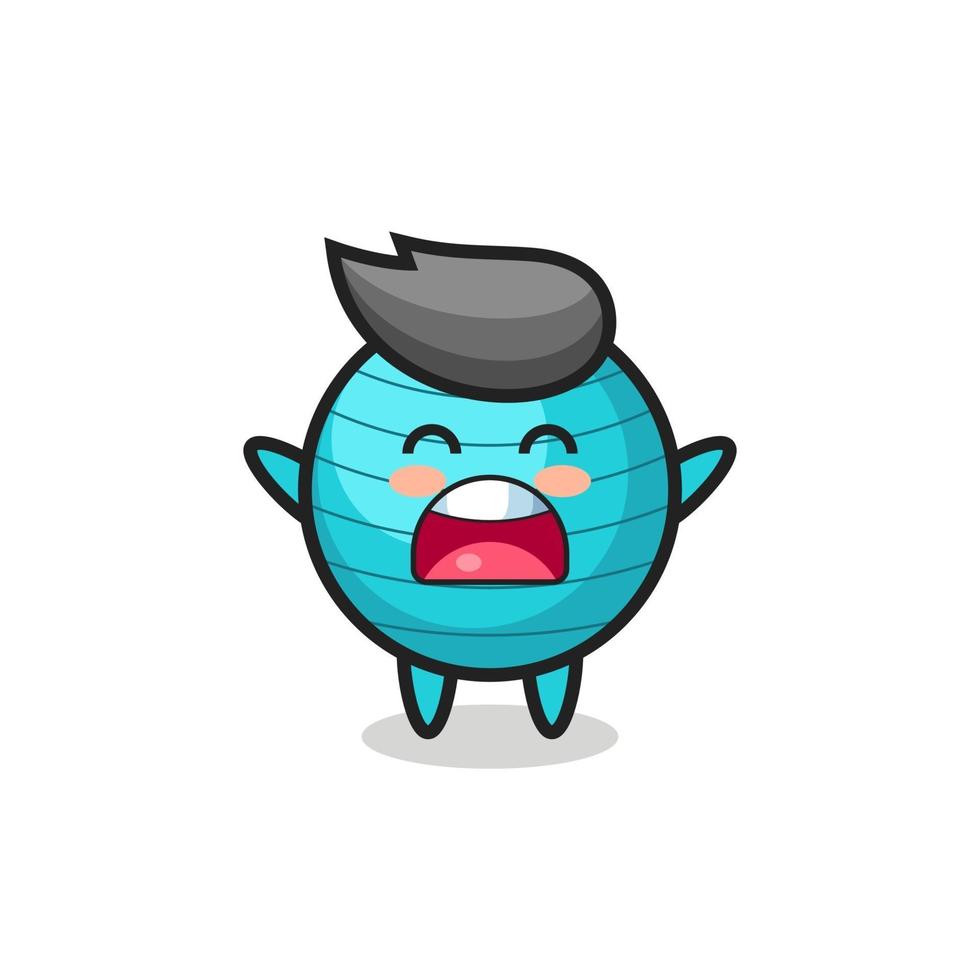 cute exercise ball mascot with a yawn expression vector