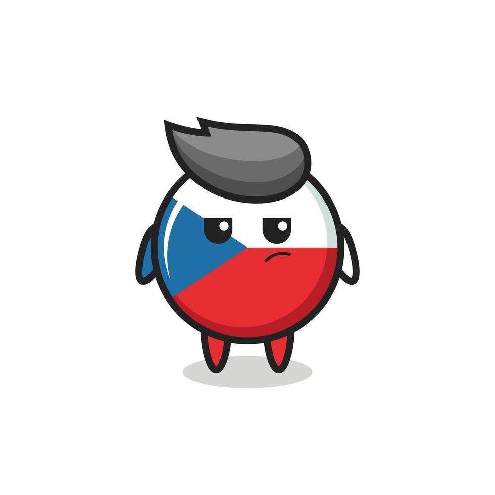 cute czech republic flag badge character with suspicious expression vector