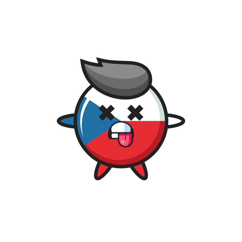 character of the cute czech republic flag badge with dead pose vector