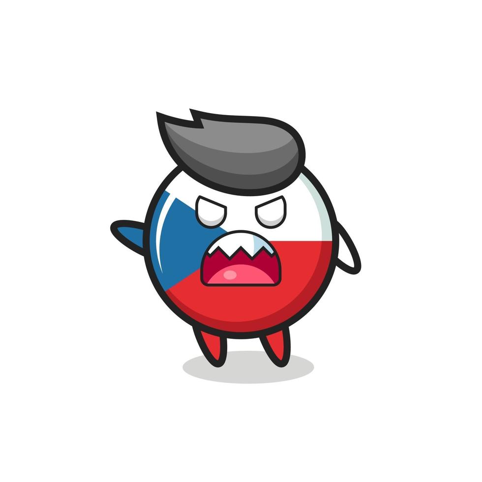 cute czech republic flag badge cartoon in a very angry pose vector