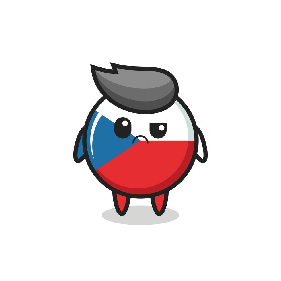 the mascot of the czech republic flag badge with sceptical face vector