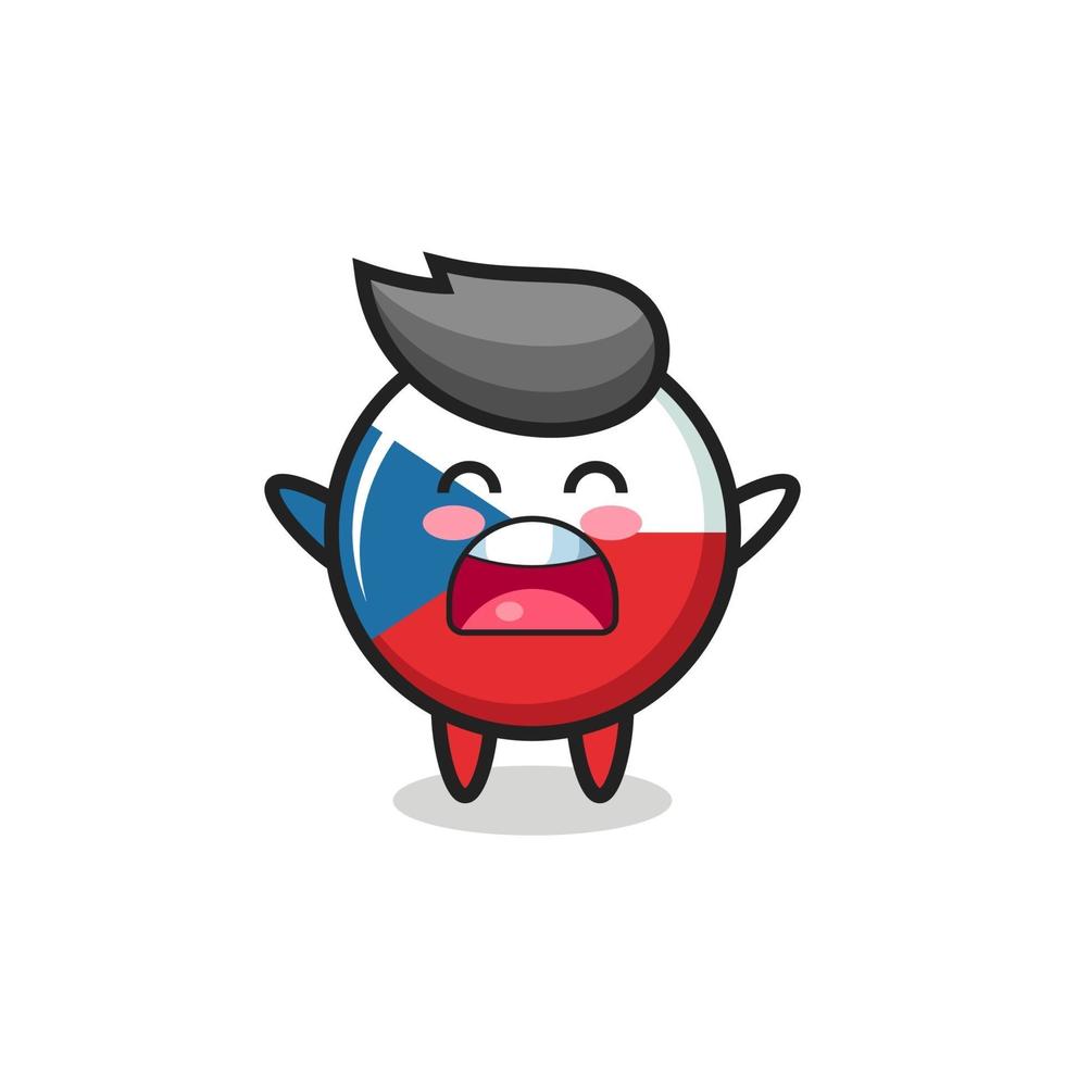 cute czech republic flag badge mascot with a yawn expression vector