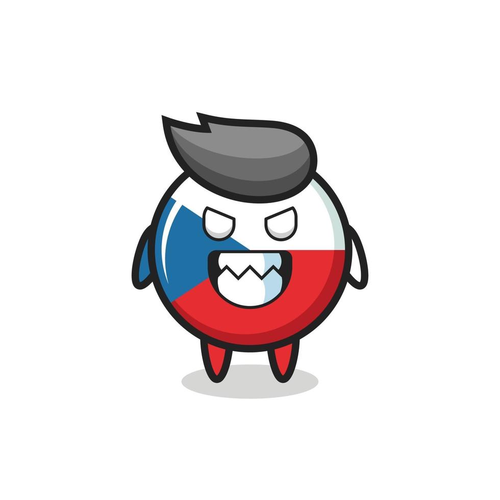 evil expression of the czech republic flag badge cute mascot character vector