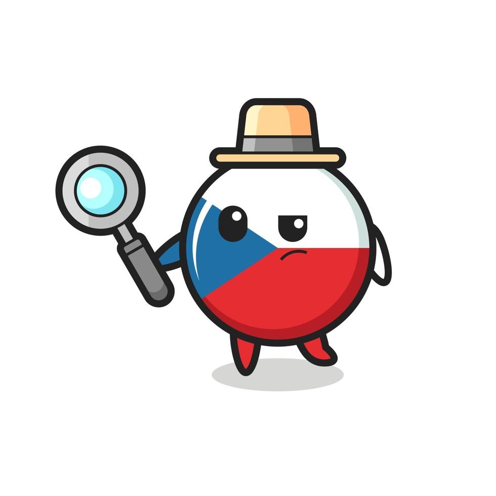 czech republic flag badge detective character is analyzing a case vector