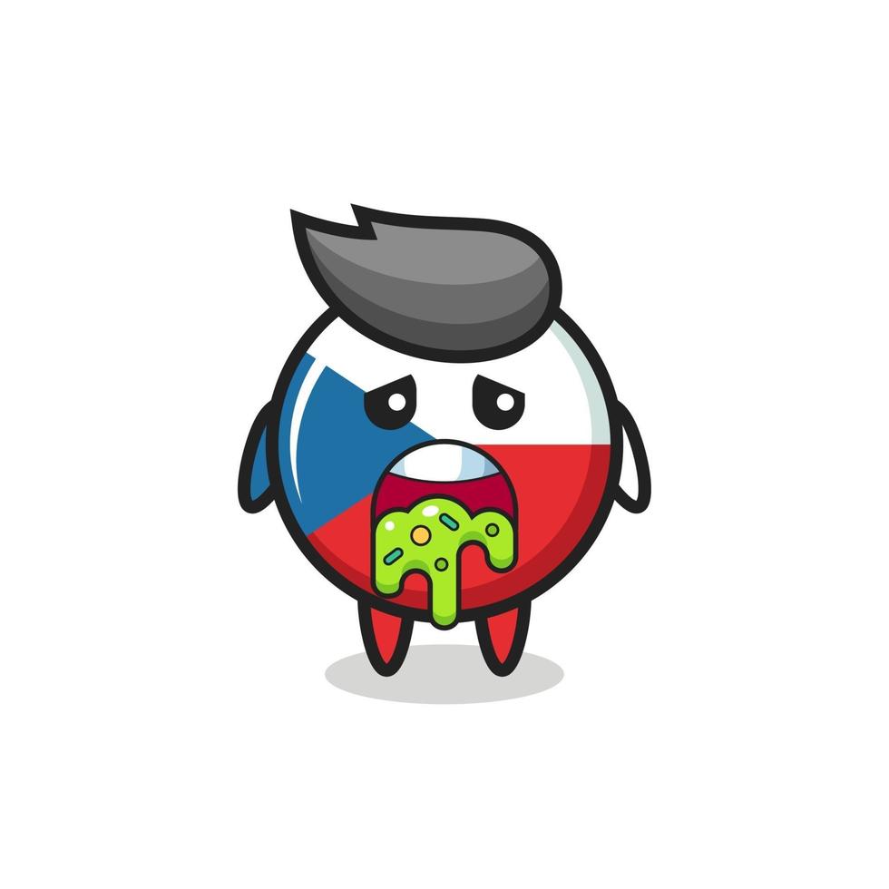 the cute czech republic flag badge character with puke vector