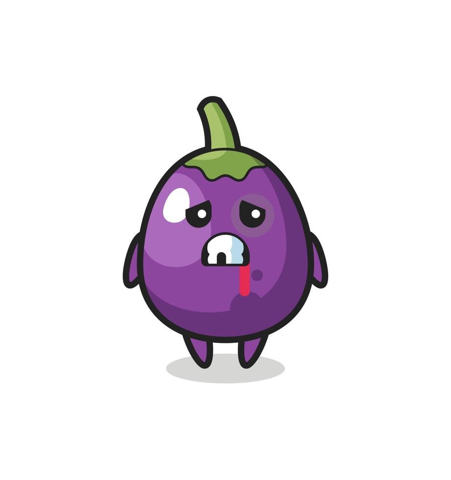 injured eggplant character with a bruised face vector