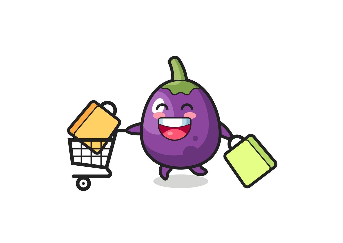 black Friday illustration with cute eggplant mascot vector