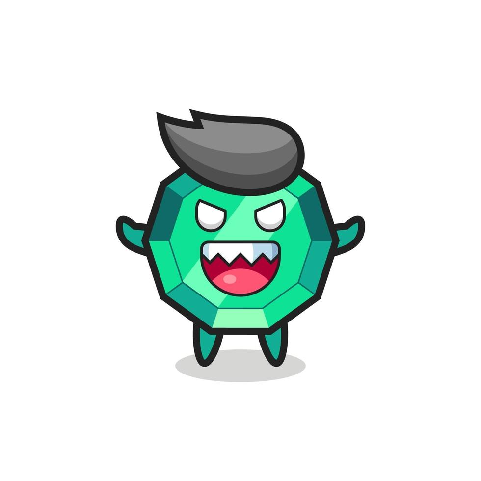 illustration of evil emerald gemstone mascot character vector